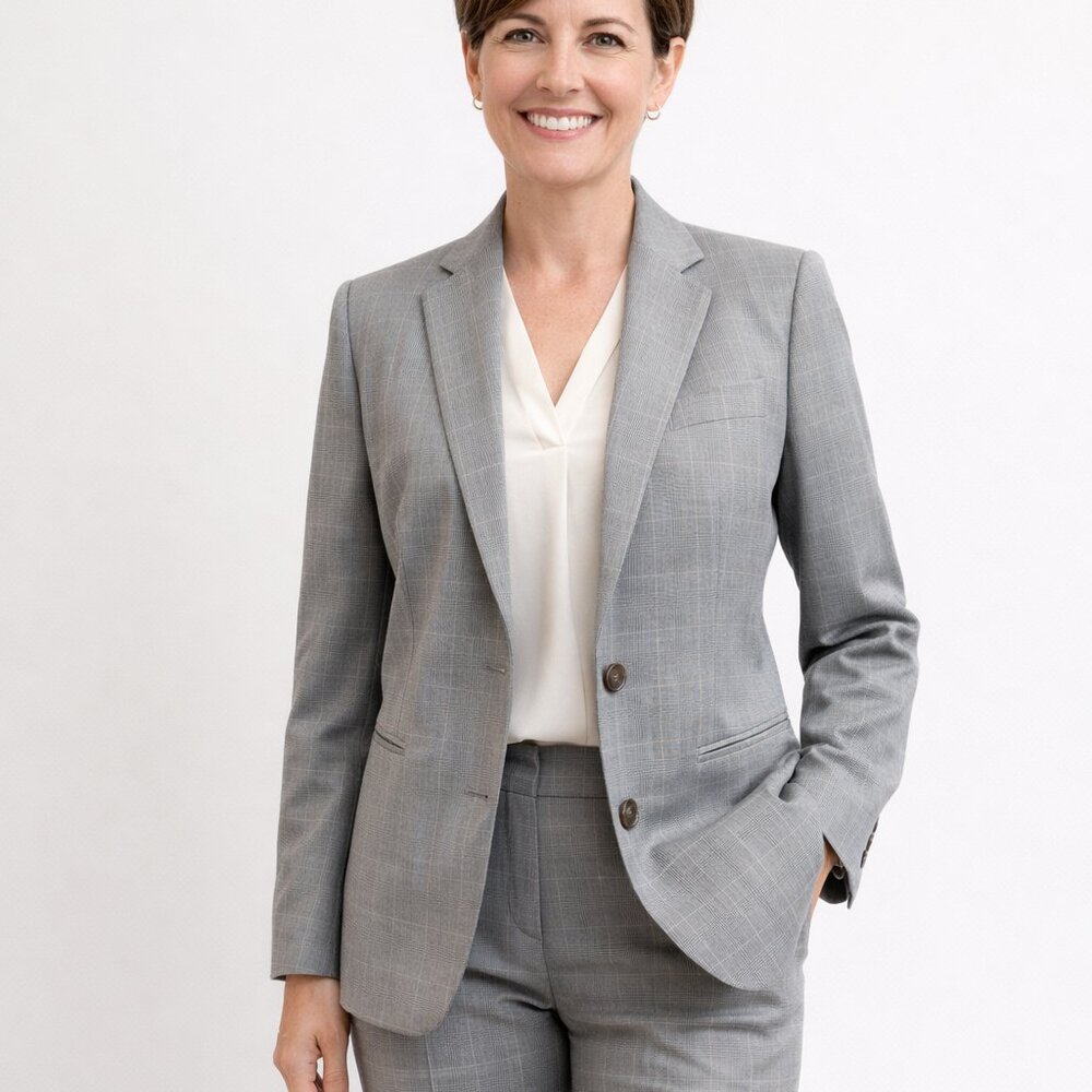 Indochino Custom Tailored Gray Plaid Blazer Women’s Exclusive